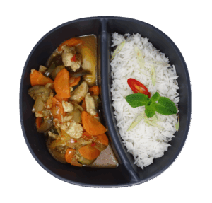 Hähnchen Teriyaki mit Reis in der Schale