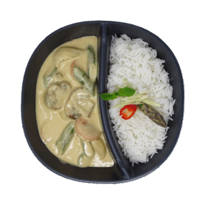 Reis mit Champignon-Curry in der Schale