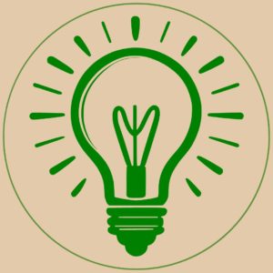 Stilisierte grüne Glühbirne, die leuchtet