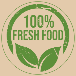 Grüner Stempel: 100 Prozent frisches Essen